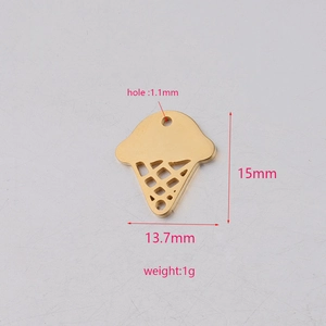 Gouden roestvrijstalen ijsje hanger van 15mm x 13,7mm voor DIY sieraden maken en hobby