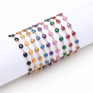 Glitter Enamel Round Charm Bracelet Necklace Anklet 18K Gold Plated Stainless Steel Jewelry For Women Adjustable Elegant