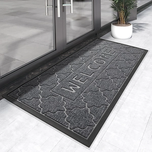 Paillasson Welcome Antidérapant Envers Caoutchouc Grattoir Élimination Boue Tapis Entrée Moderne Lavable Décor Sol