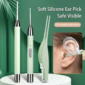 LED Earwax Removal Tool Aluminum Alloy USB Rechargeable Ear Spoon With Magnifying Glass Silicone Head For Baby Adult