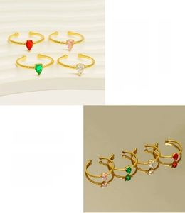 Verstellbare Edelstahlringe mit Wassertropfen-Zirkon und 18K Goldbeschichtung