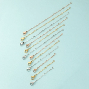 Adjustable stainless steel jewelry extender chains with lobster clasps in gold and silver