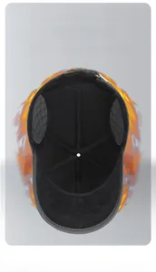Detail of warm thickened lining and ear flaps on winter baseball cap for men