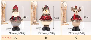 Detailed size chart for Christmas gnomes showing height and weight for styles A, B and C