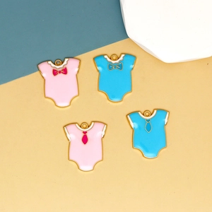 Cute pink and blue enamel alloy baby romper pendants for DIY jewelry making and crafts