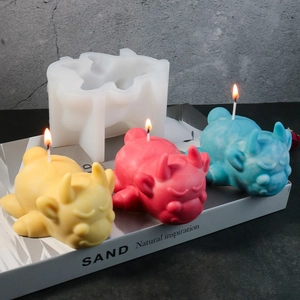 Detailed view of DIY silicone mold for creating cute 3D cartoon cow-shaped candles