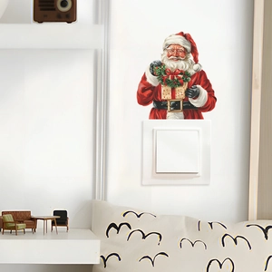 Christmas Santa Claus wall sticker for light switch decoration in festive red colors