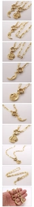 Détails du collier à pendentifs lune et soleil plaqué or 18 carats et oxydes de zirconium