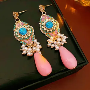 Boucles D'oreilles Pendantes Style Cour Vintage Avec Tige En Argent Alliage Zircon Künstliche Perle Artificielle Papillon Élégant