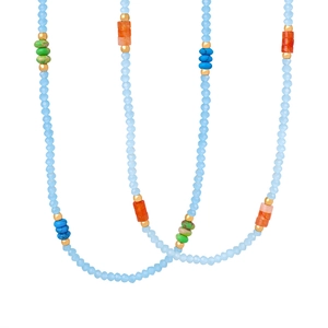Collier artisanal perlé avec turquoise et pierres naturelles multicolores style bohème