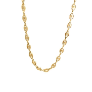 Elegant 18K gold-plated titanium steel necklace featuring a classic puff mariner link design