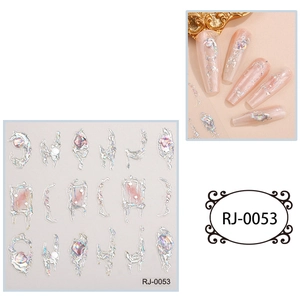 Dettagli di adesivi olografici 5D per unghie in argento con effetto strass brillanti