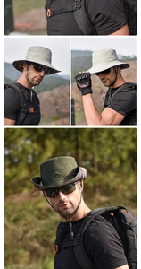 Outdoor foldable sun hat for men with wide brim and adjustable windproof drawstring