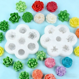 Moule En Silicone Fleur Succulente 3D Pour Bougie Aromathérapie Savon Résine DIY Rose Pivoine Floral Réaliste Flexible Artisan