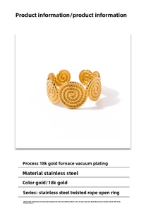 Detailed view of 18K gold plated stainless steel twisted spiral ring construction