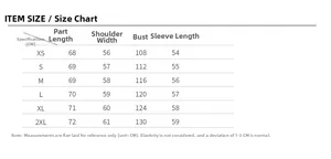 Tableau des tailles pour manteau en fausse fourrure du XS au 2XL avec mesures détaillées