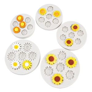 5-piece silicone daisy sunflower fondant molds for chocolate, clay and gypsum crafts