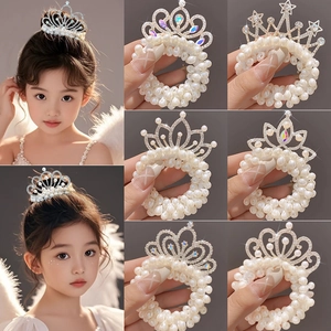 Elastici per capelli corona di perle per bambini con strass scintillanti per bambine