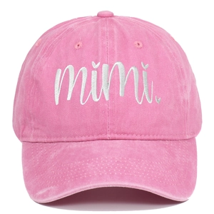 Pink vintage washed cotton baseball cap featuring mimi embroidery for Mother's Day gift
