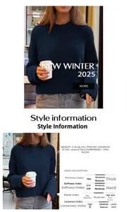 Vue détaillée de la texture du pull en maille bleu marine et tissu 100% acrylique