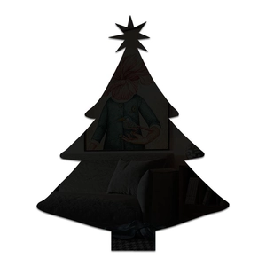Black acrylic mirror wall sticker in Christmas tree shape for living room decor