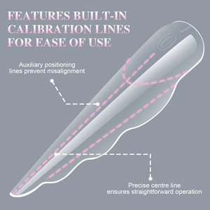 Clear nail extension molds featuring pink alignment lines for precise application