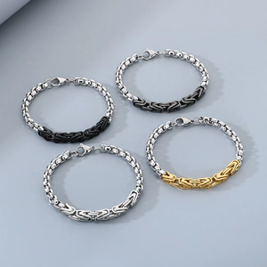 Byzantine V-shaped stainless steel bracelets in silver, black, gold and gunmetal finishes