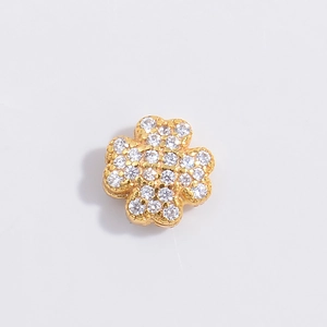 S925 sterling silver four leaf clover pendant with gold plating and cubic zirconia