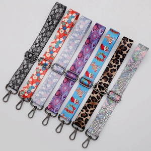 Adjustable wide replacement bag straps with diverse patterns and metal buckles for crossbody