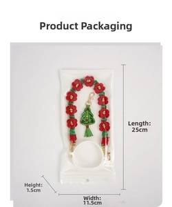 Christmas daisy silicone cup lanyard with tree charm and packaging size details