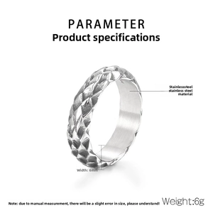 Detailed view of 6mm punk style snake scale ring showing texture and dimensions