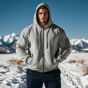 Men Zip Up Hoodie Polyester Spandex Blend Full Zip Drawstring Hood Side Pockets Casual Urban Fashion Solid Color