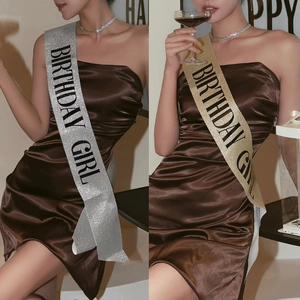 Sparkling gold and silver glitter Birthday Girl sashes for party celebrations