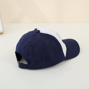 Kids' cartoon baseball cap in navy blue and white cotton with metal back adjuster