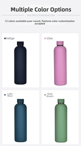 Detailed comparison of four matte 750ml stainless steel water bottles in various colors
