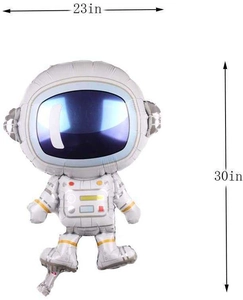 Space astronaut foil balloon for birthday party decor showing 23x30 inch dimensions
