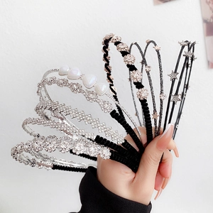 Sparkling rhinestone and pearl metal headbands in various elegant minimalist designs