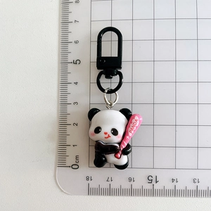 Detailed size measurement of a cute panda pendant keychain showing length of 6.5 cm