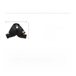 Detail view of black acrylic sponge bow hair claw with 8cm by 4cm size specifications