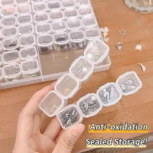 Transparent acrylic jewelry organizer box with four individual compartments for rings and necklaces