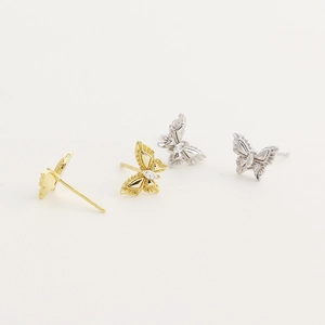Boucles d'oreilles papillon en argent S925 avec zircons marquise en or et argent