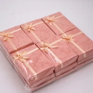 Pink marble jewelry gift box set with ribbon bows and paper flowers 12pcs pack
