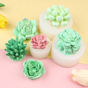 Various succulent silicone molds for resin, plaster, and candle making with realistic textures