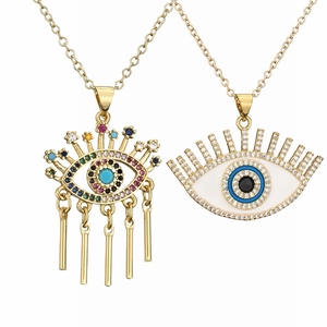 Böser Blick Anhänger Halskette Kupfer Mikro-Zirkonia Mehrfarbig Vergoldet Modeschmuck Geschenk Für Damen