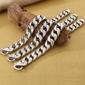 Bracelet gourmette cubaine 15mm vintage en acier pour homme en trois largeurs