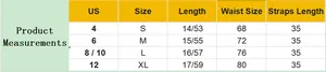 Size chart for sexy PU mesh jumpsuit showing measurements for US sizes S to XL