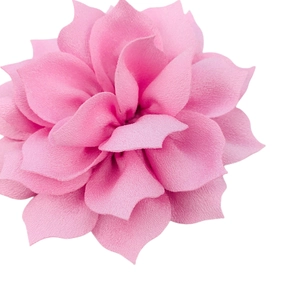 Macro view of 8cm layered pink lotus fabric flower accessory for DIY hairbands