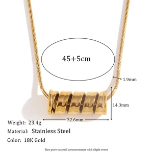 18K gold plated stainless steel spiral spring pendant necklace on a sleek snake chain