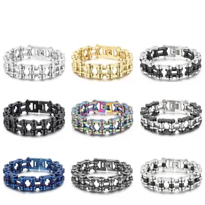 Men Stainless Steel Motorcycle Chain Bracelet Punk Rock Hip Hop Industrial Mechanical Bicycle Chain Jewelry