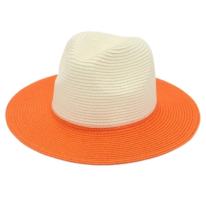 Bicolor Woven Straw Fedora Hat Breathable Wide Brim Sun Protection Summer Beach Panama Jazz Style For Men And Women